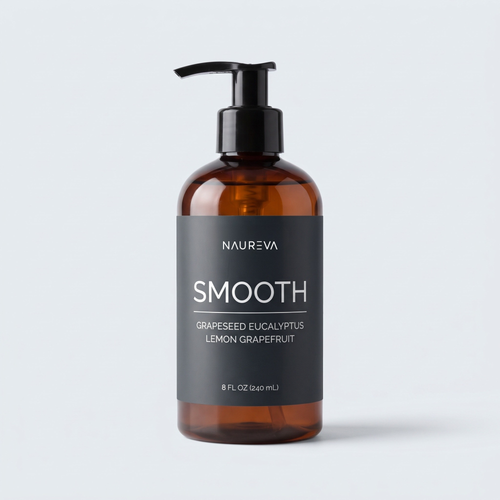 Naureva Smooth massage oil with grapeseed, eucalyptus, lemon and grapefruit, 8 fl oz amber pump bottle