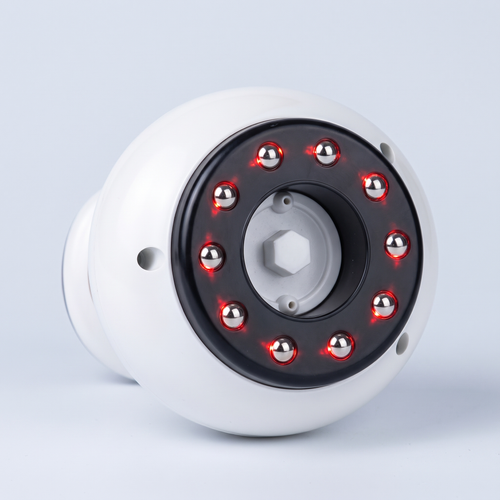The working face of the Naureva Glide showing ten steel nodes and the red light ring