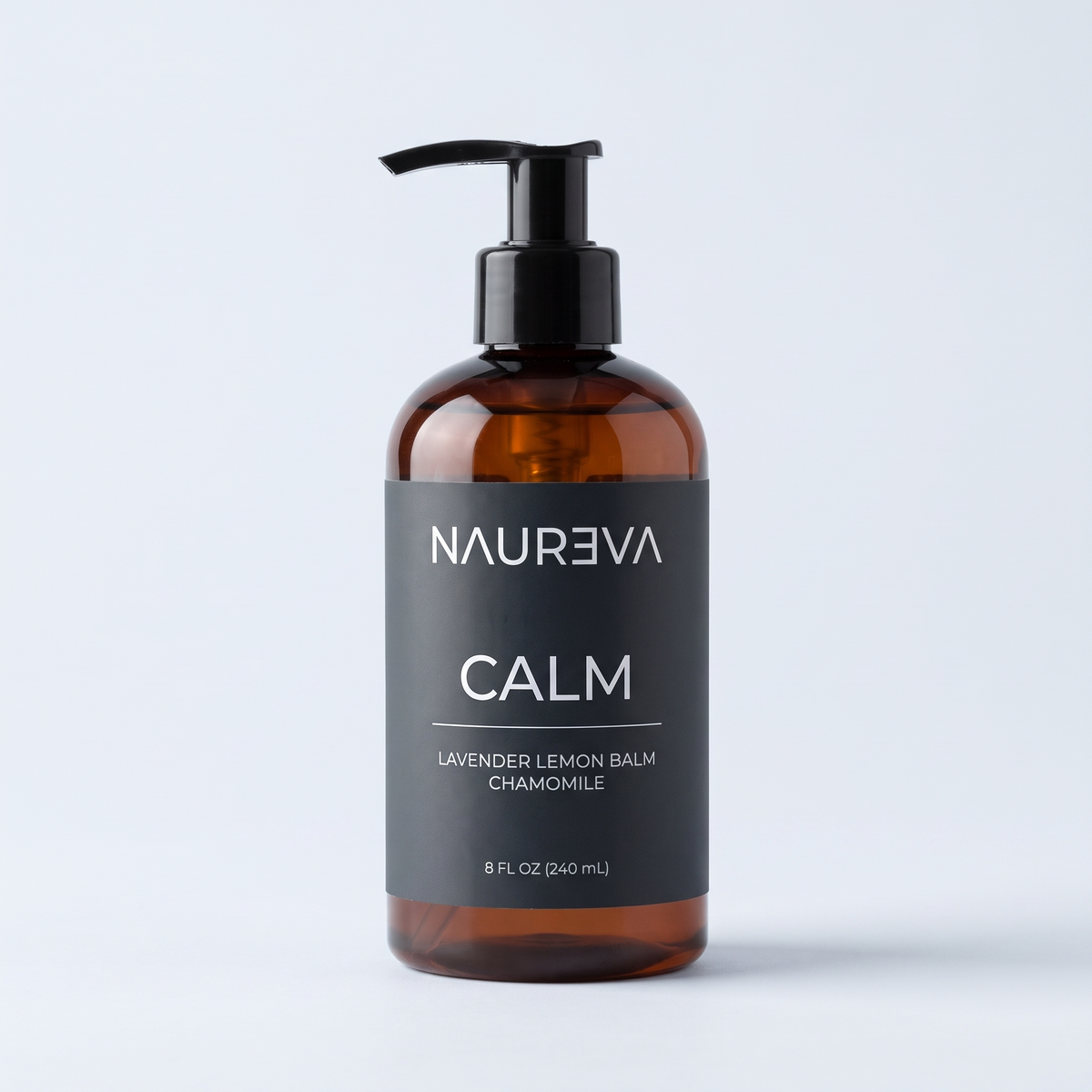 Naureva Calm lavender massage oil, 8 fl oz amber pump bottle