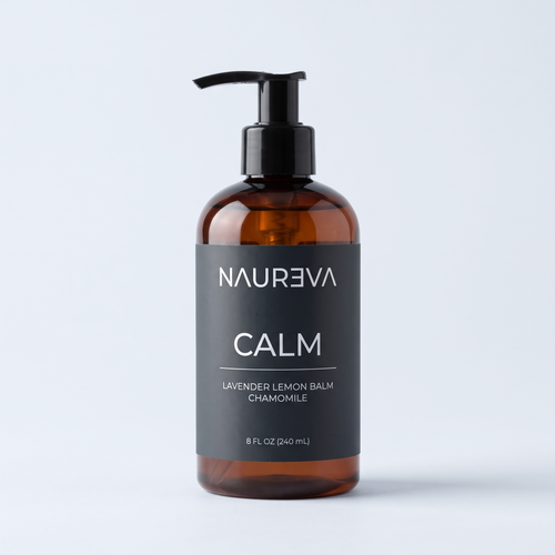 Naureva Calm lavender massage oil, 8 fl oz amber pump bottle